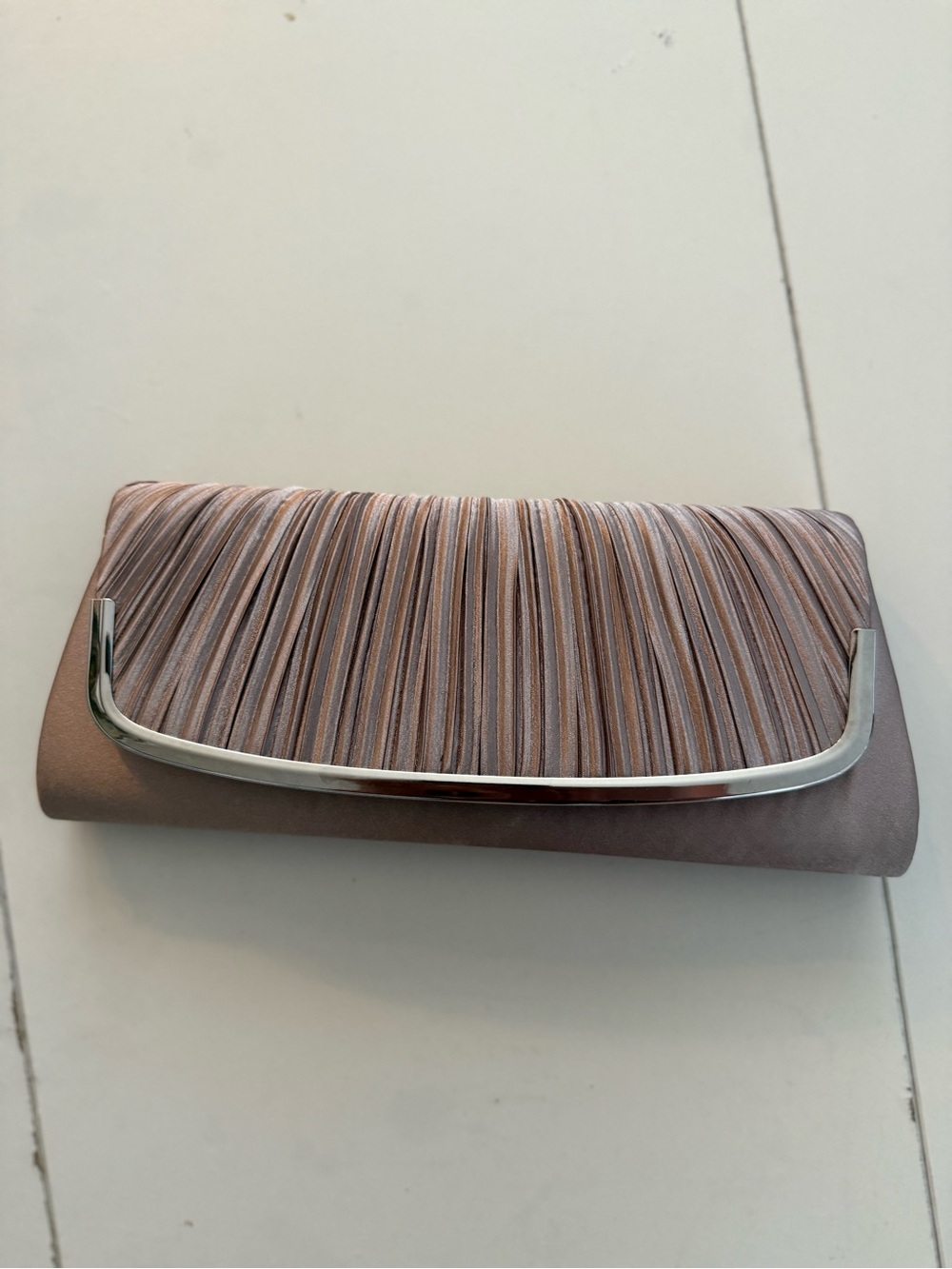 Pleated Satin Clutch Champagne Dusty Pink Silver Formal Wedding Cocktail Party
